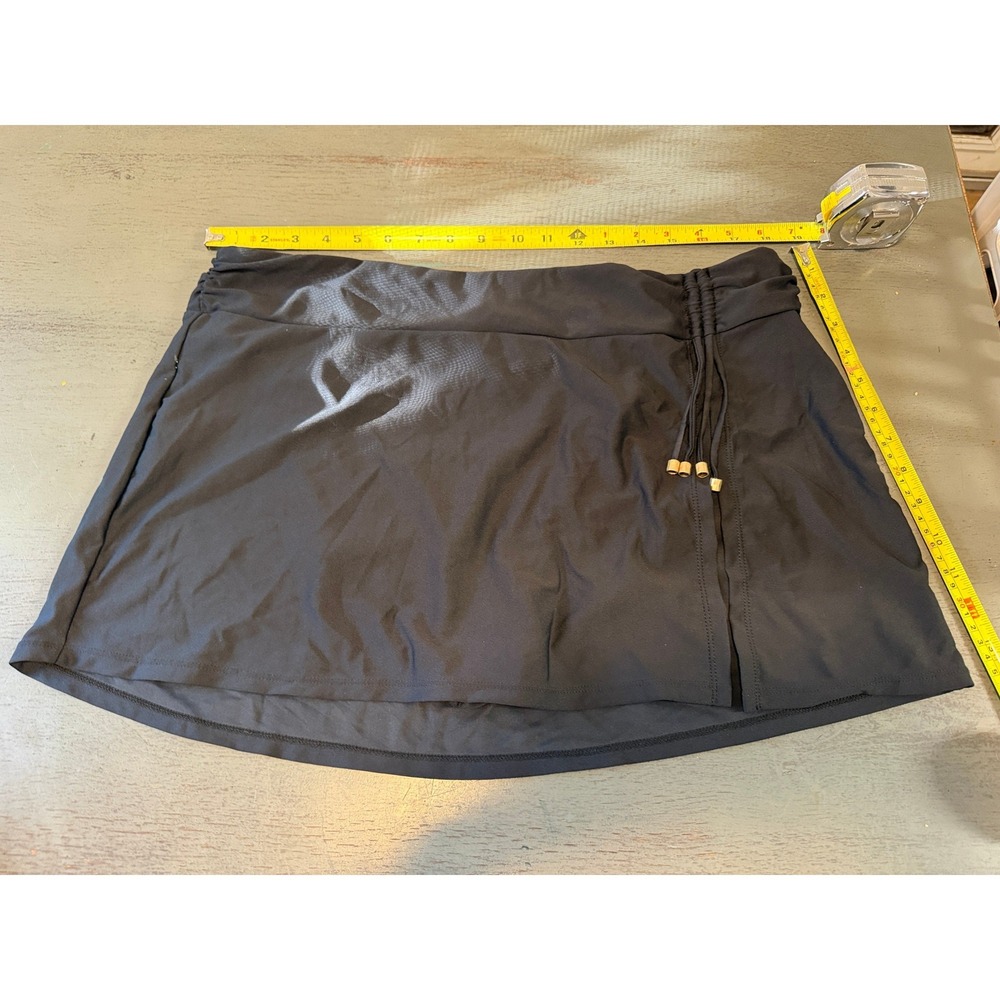 Time and Tru Black Swim Skirt XL 16-18 Ruched Side Drawstring Swimsuit Bottom